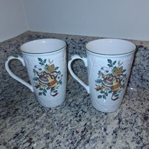 Vintage Mikasa Coffee Mugs~Festive Spirit~English Countryside~Tea Cups~Holiday